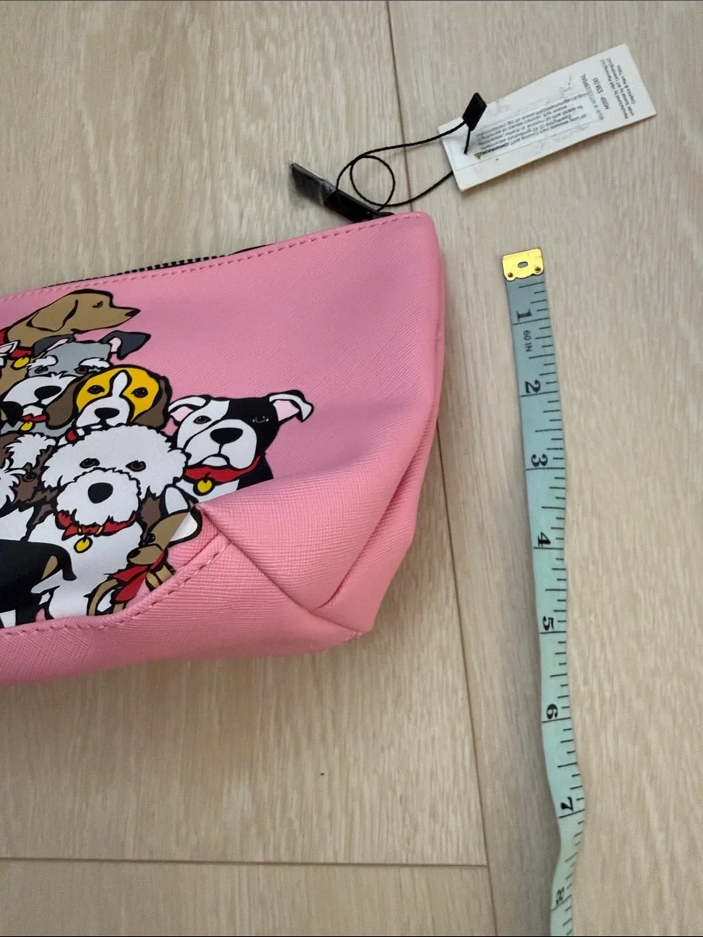 Marc Tetro Pink Dog Print Cosmetic Pouch